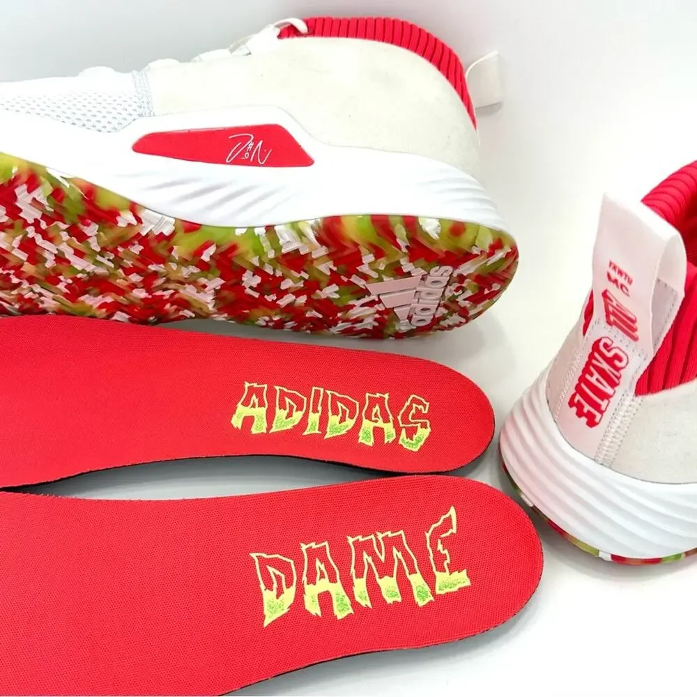 BB9312 Adidas Men Dame 5 All Skate Basketball Size 13 White Damian Lillard Shoes
